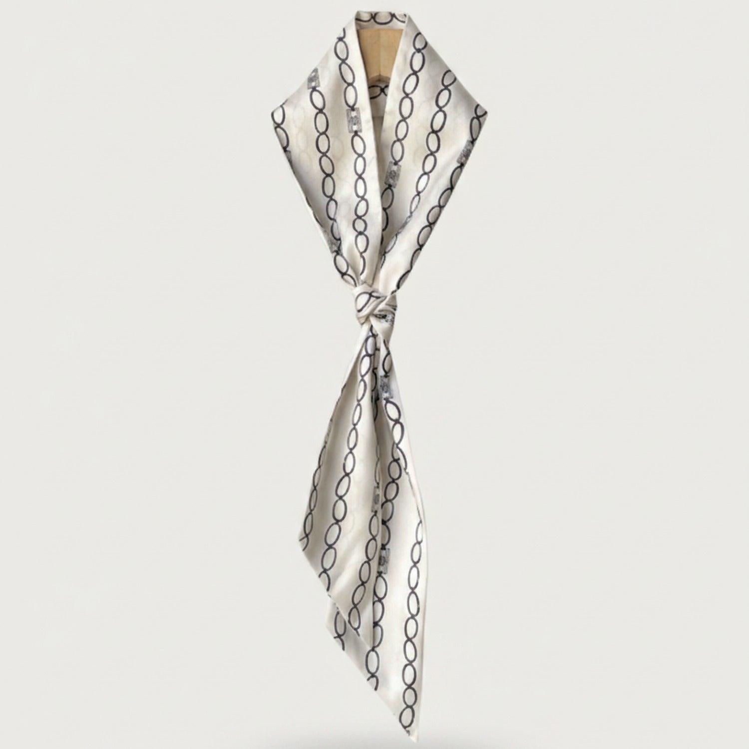 Chain Patterned Shawl Collar Black Cape Belt