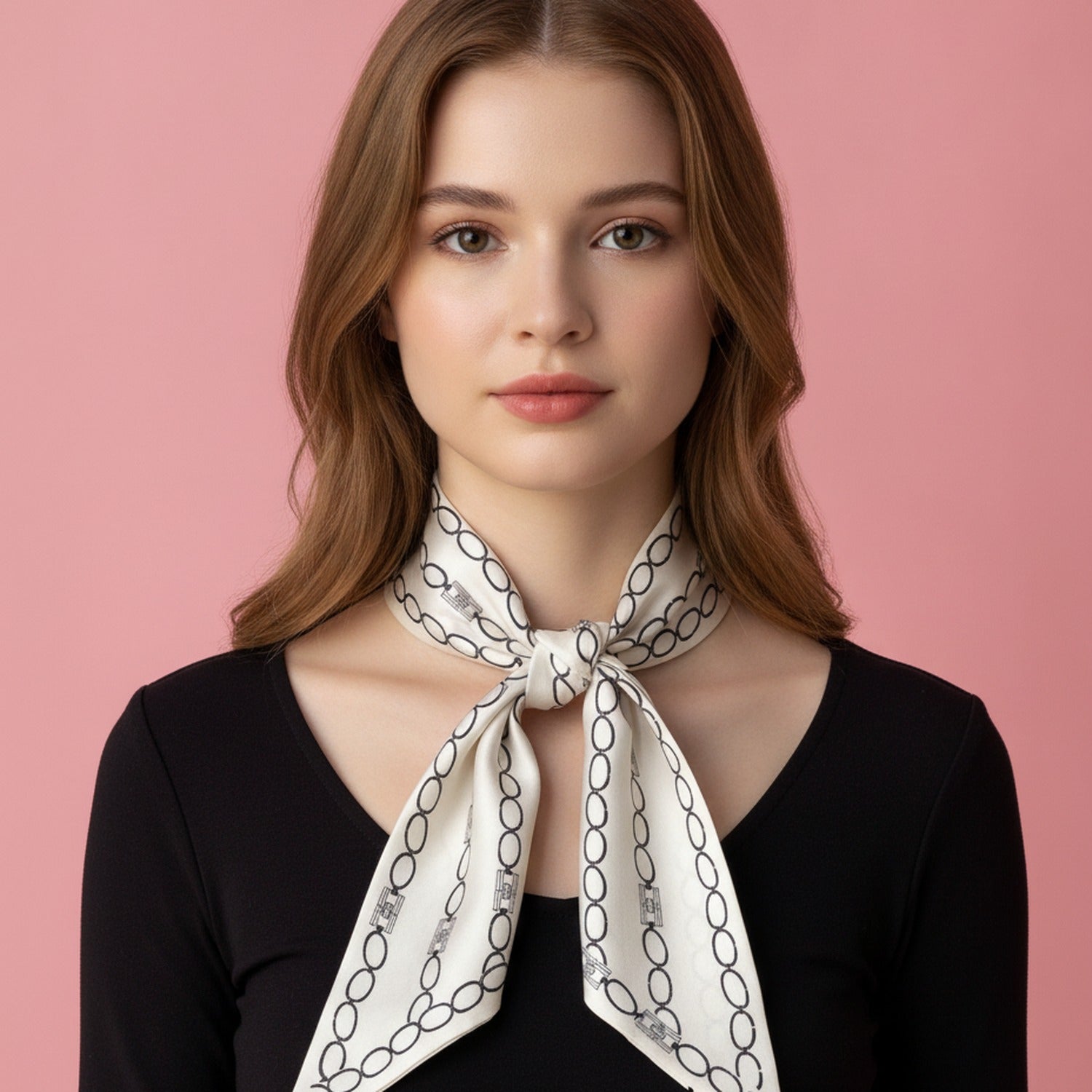 Chain Patterned Shawl Collar Black Cape Belt