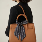 Black Chain Print Silk Scarf Belt