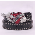 Black Leather Heart Dagger "Love Hurts" Belt – scarves & belts (view 1)