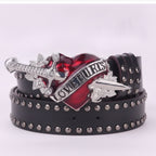 Black Leather Heart Dagger "Love Hurts" Belt – scarves & belts (view 1)
