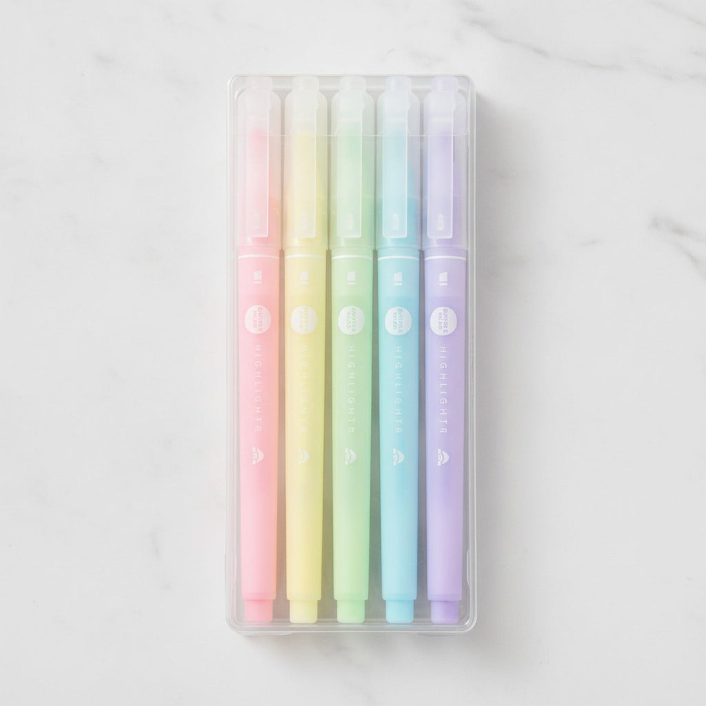 Double Head Highlighter Pen Set - 5 Piece Colors - Macaron Color Set - 5 Pieces
