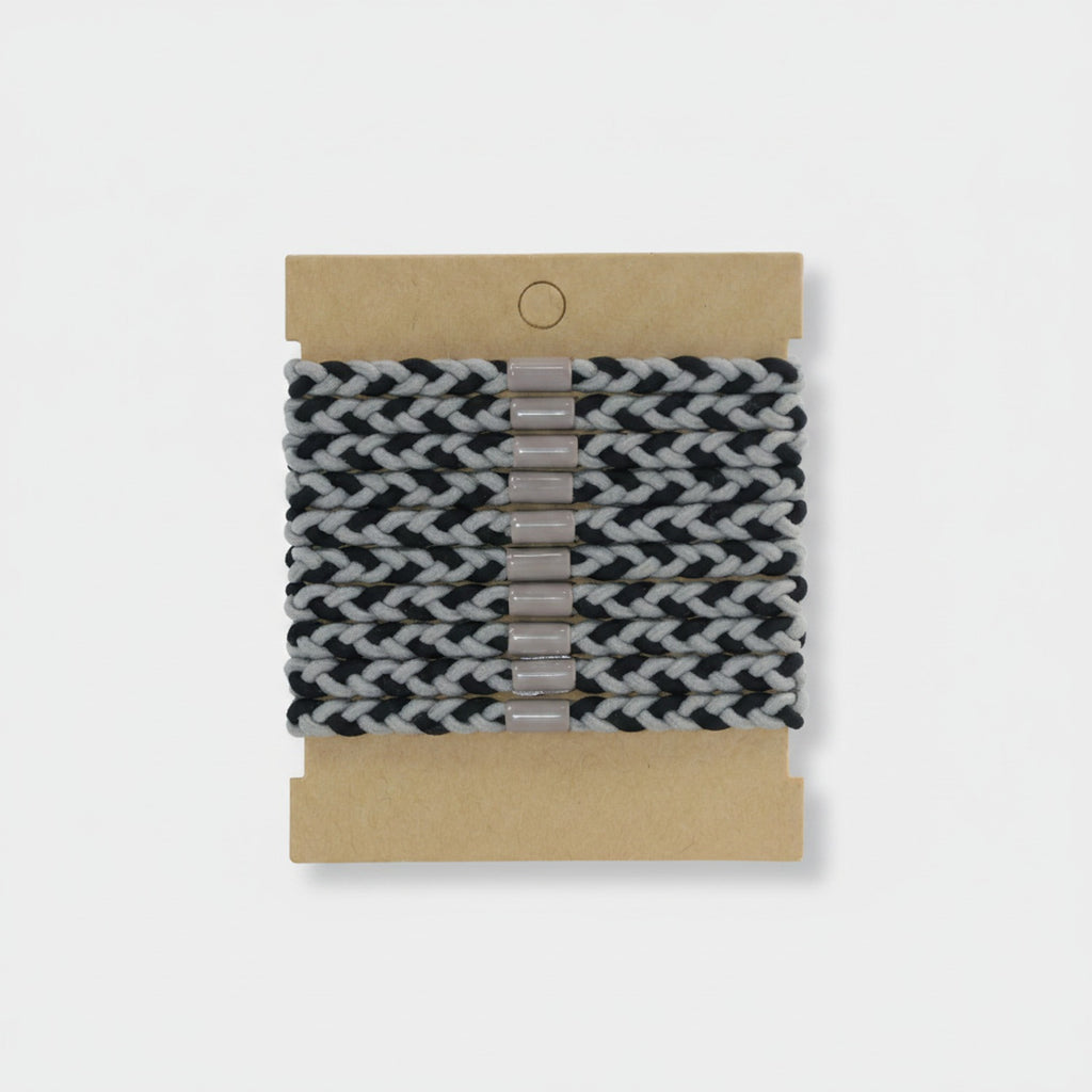 Braided Rope Hair Clips Black White Grey