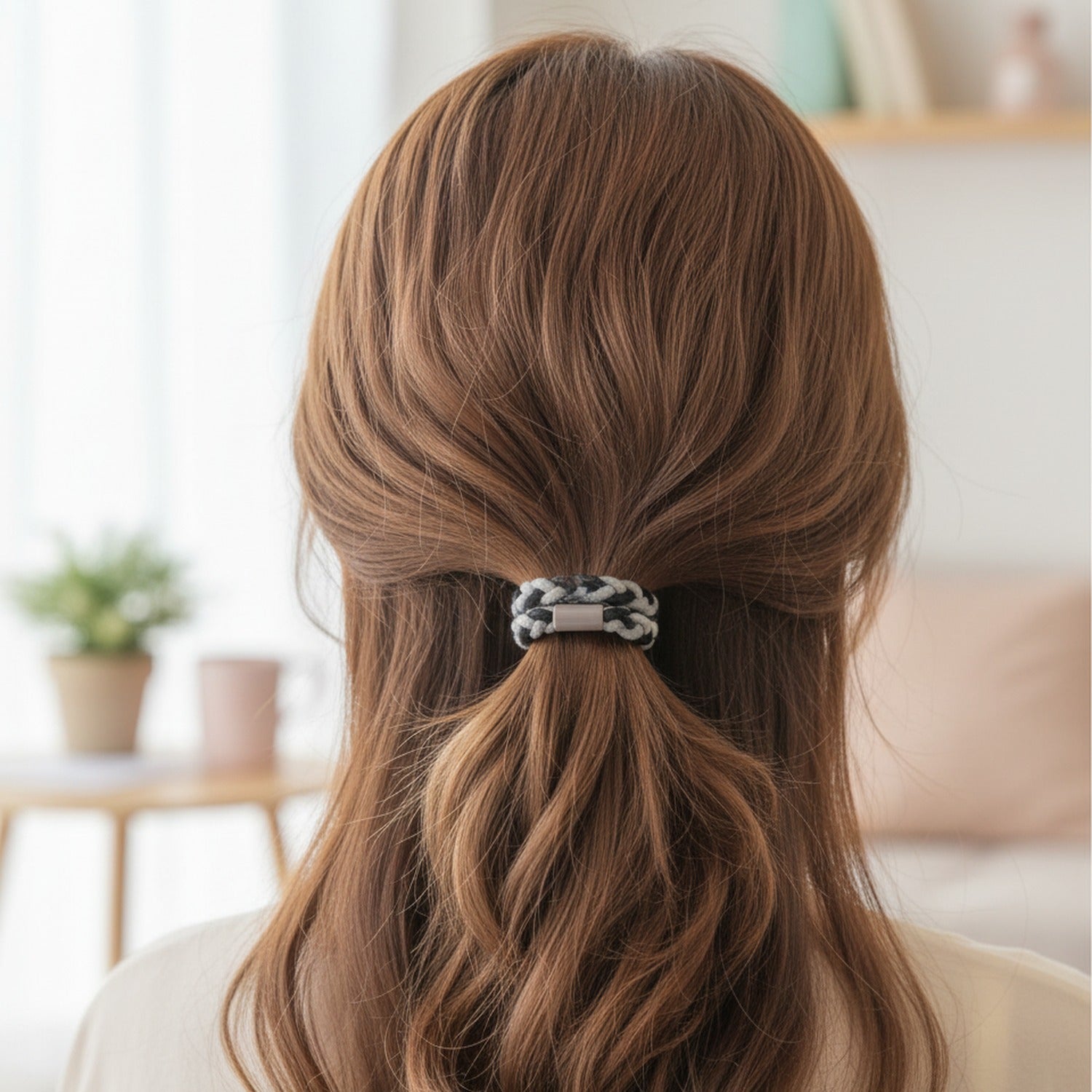 Braided Rope Hair Clips Black White Grey