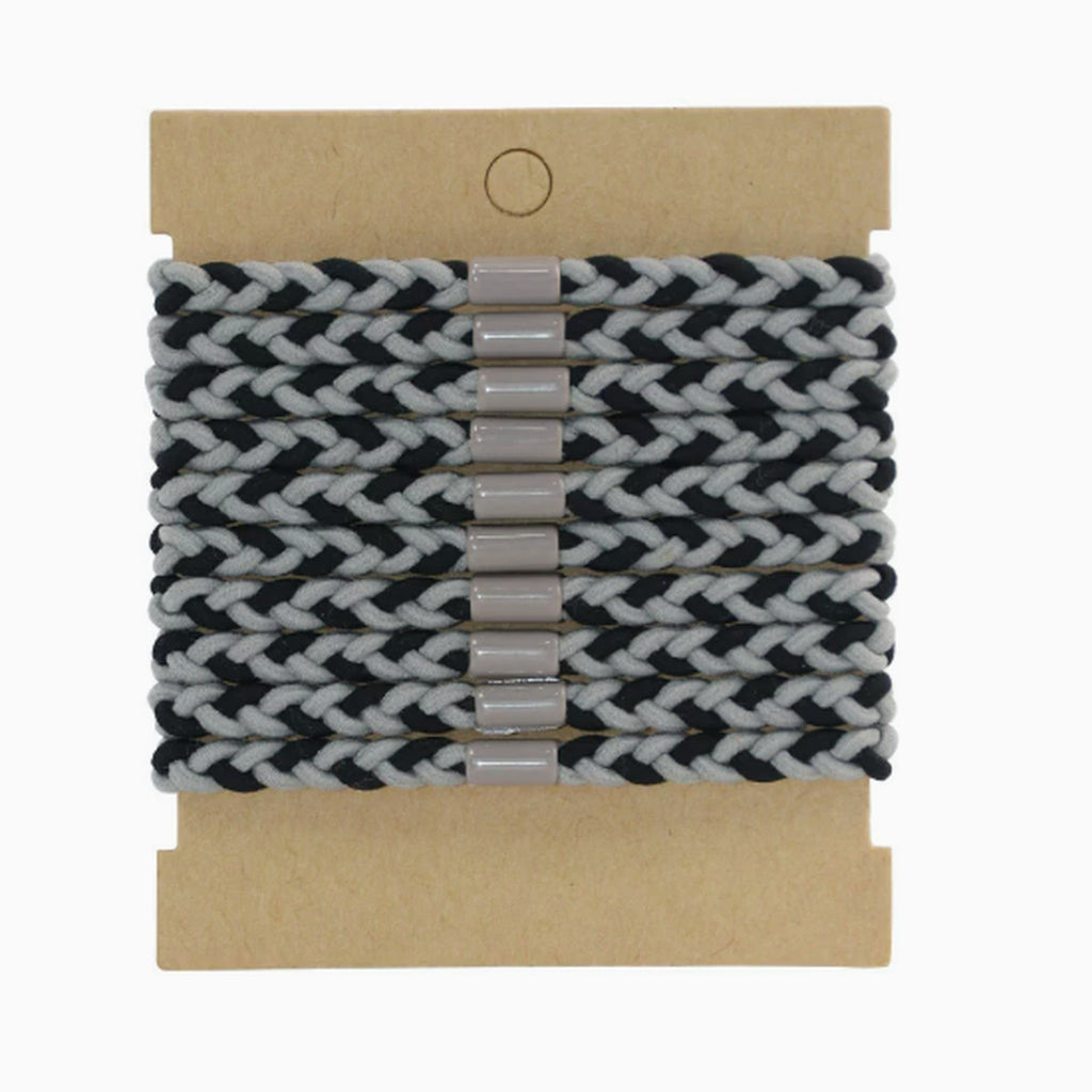 Braided Rope Hair Clips Black White Grey – hair accessories (view 1)