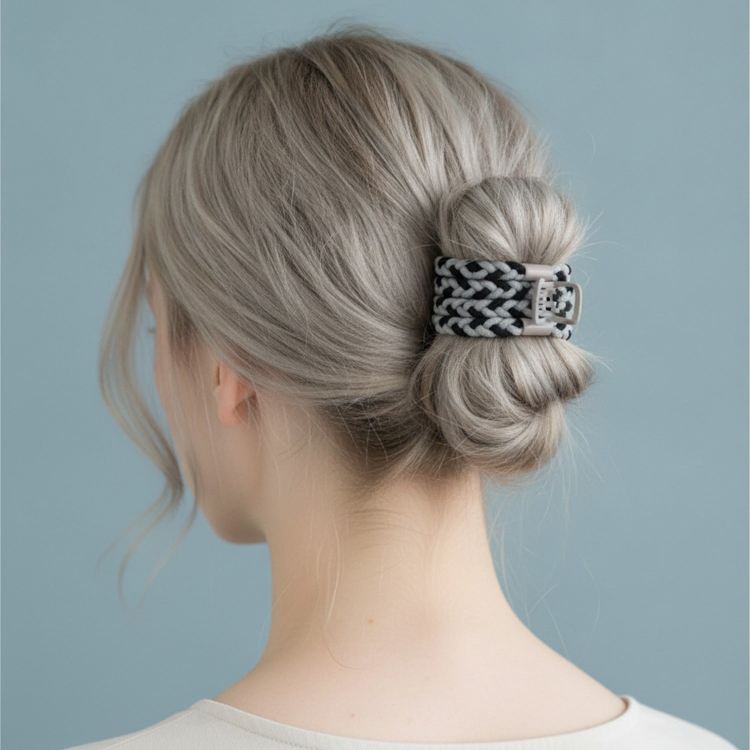 Braided Rope Hair Clips Black White Grey