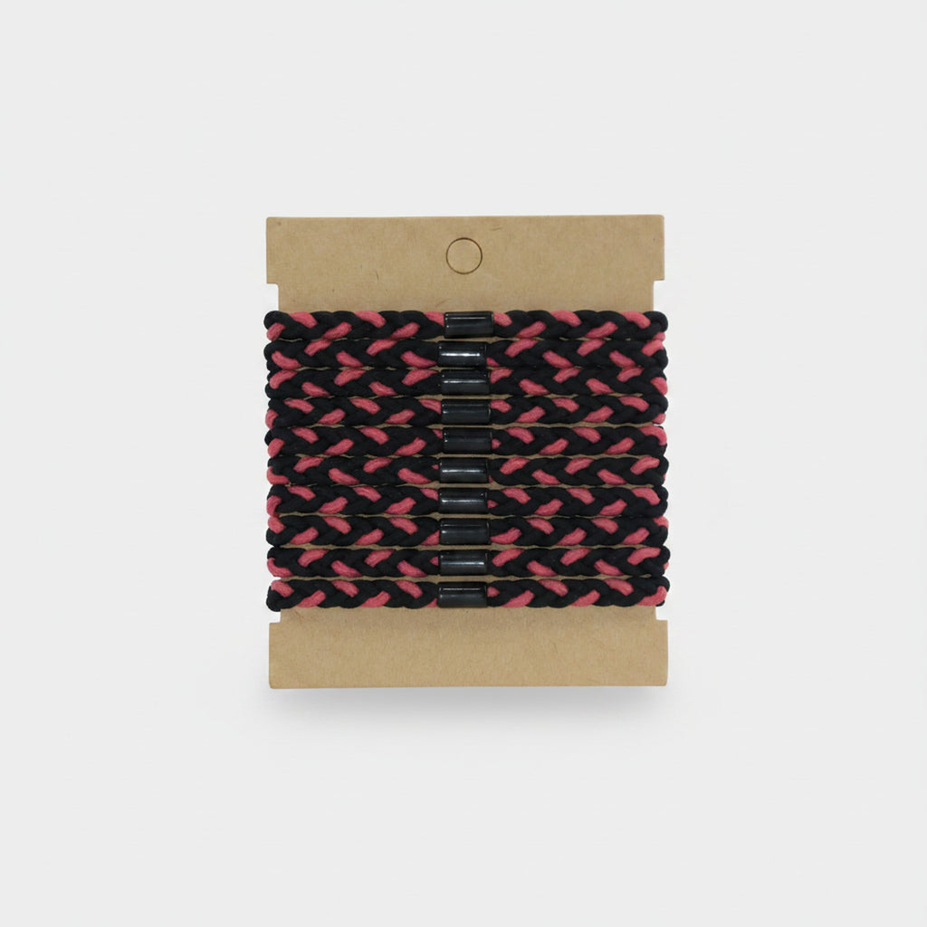 Braided Hair Clips Black Pink Set