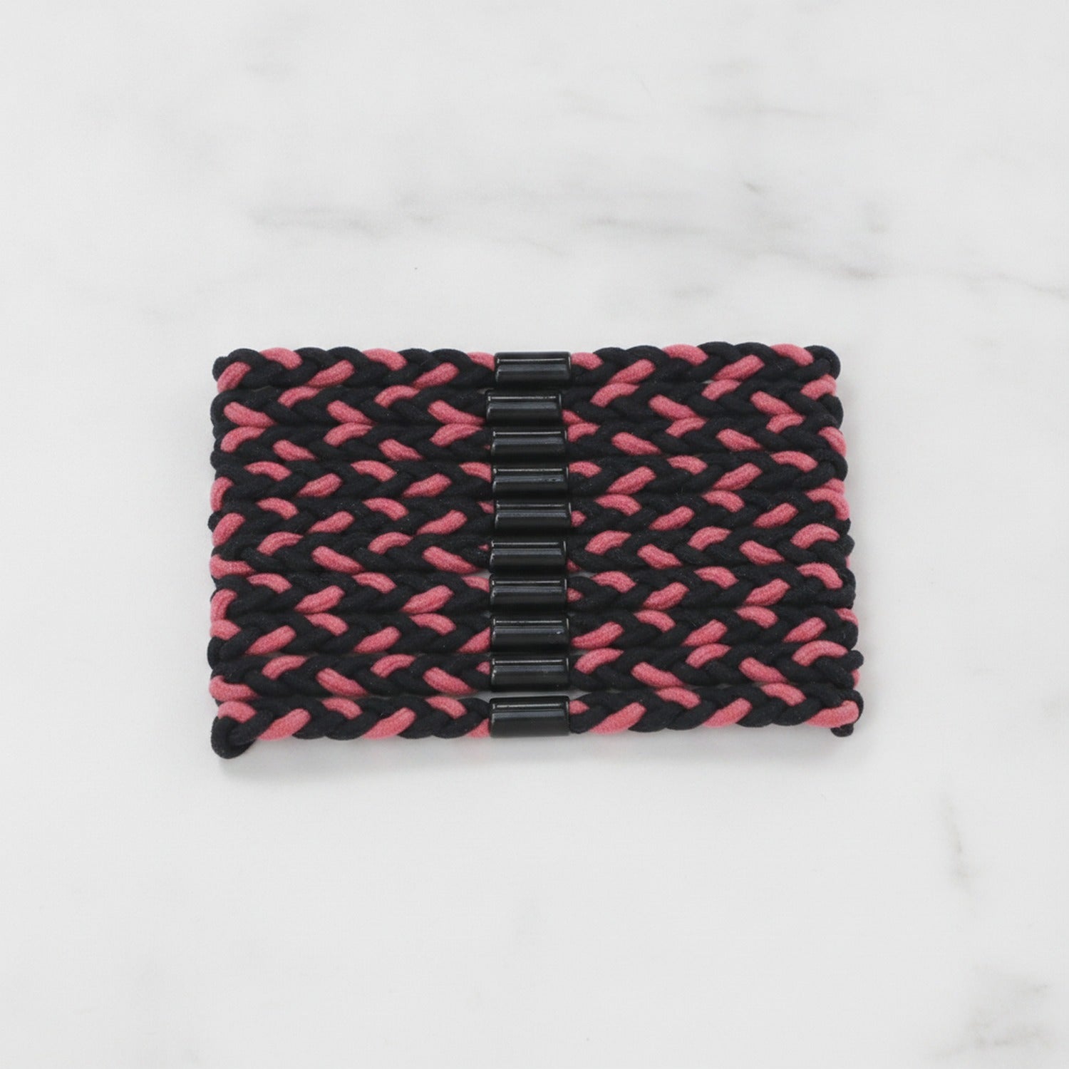 Braided Hair Clips Black Pink Set