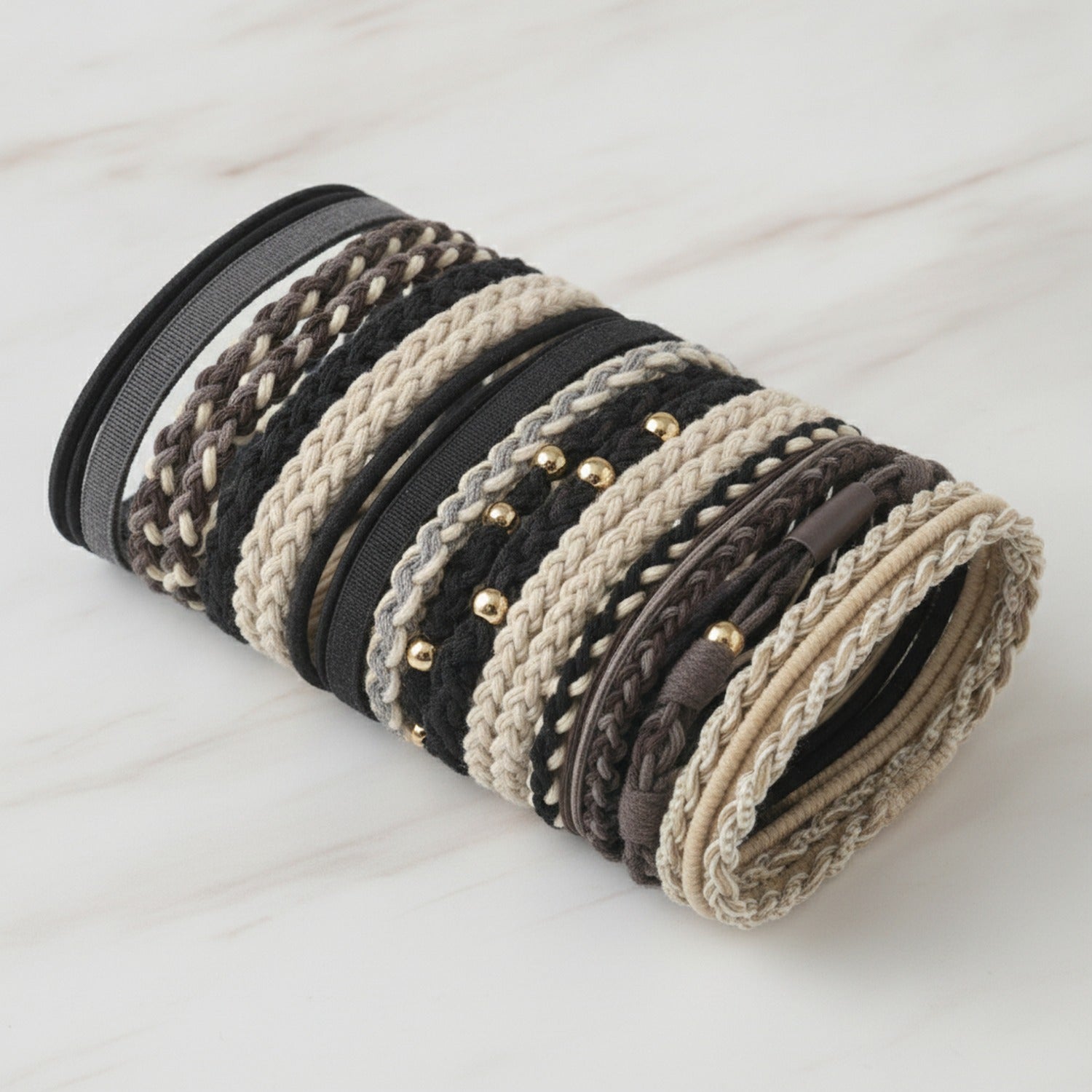 Braided Hair Ties Set With Pearl Beads