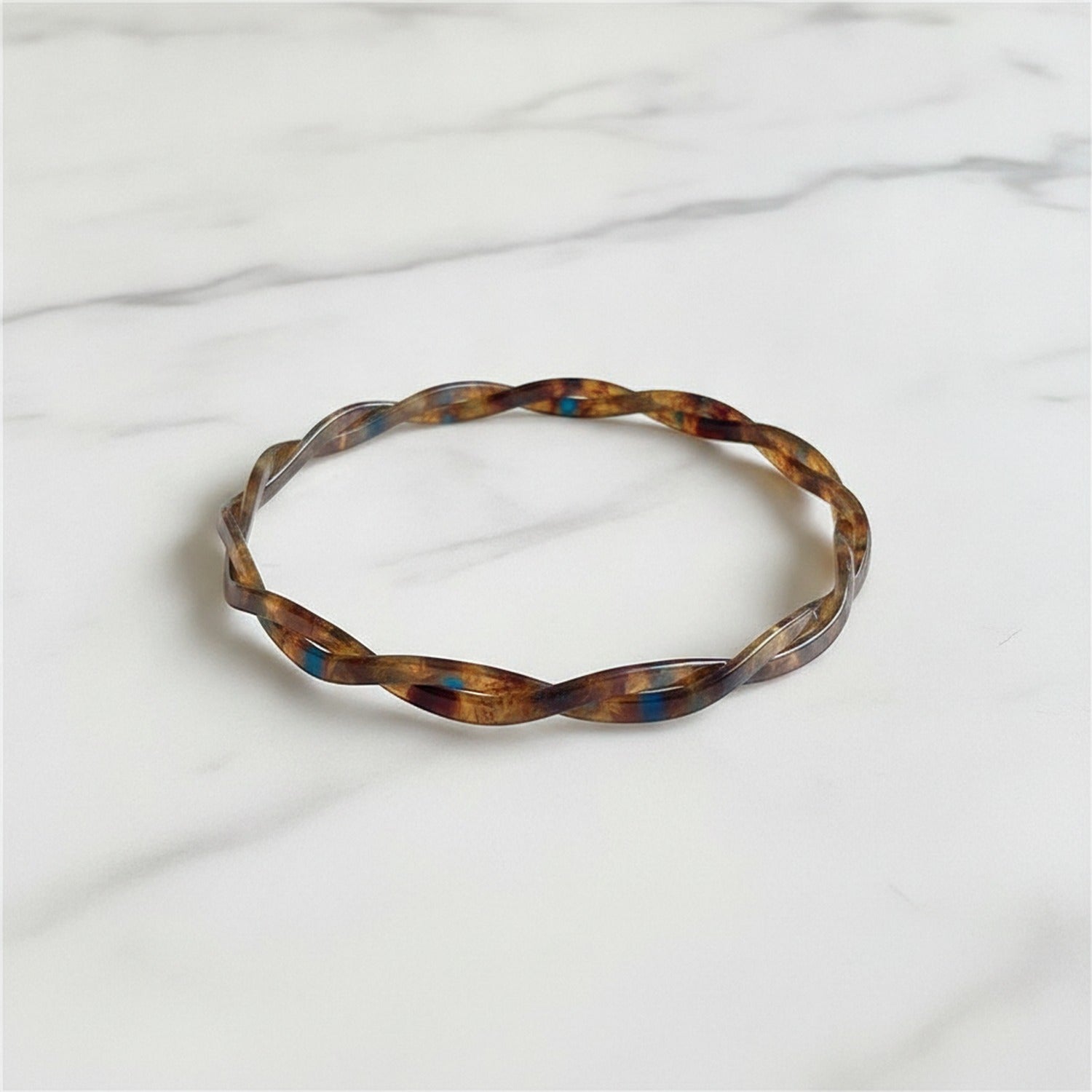 Tortoiseshell Twisted Hair Headband With Accents - Tortoiseshell Twisted
