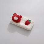 Fluffy Red Bear Strawberry Hair Clip Set – hair accessories (view 1)