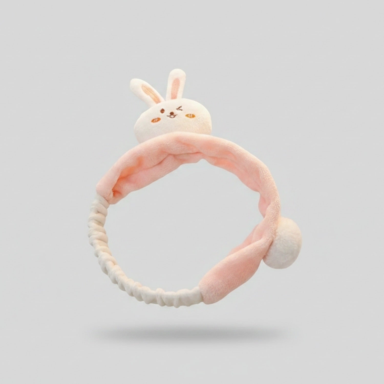 Bunny Ear Pink Plush Hairband With Charm