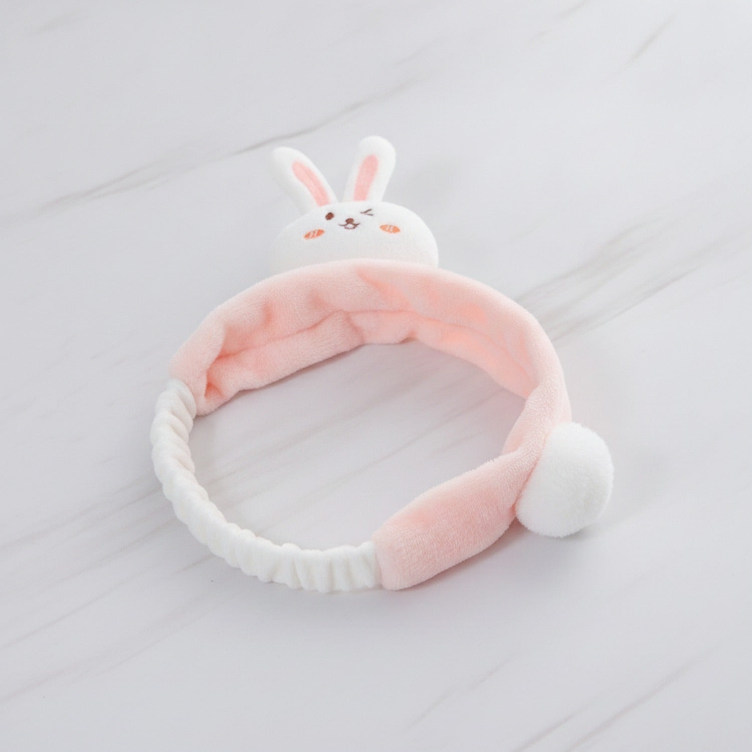Bunny Ear Pink Plush Hairband With Charm