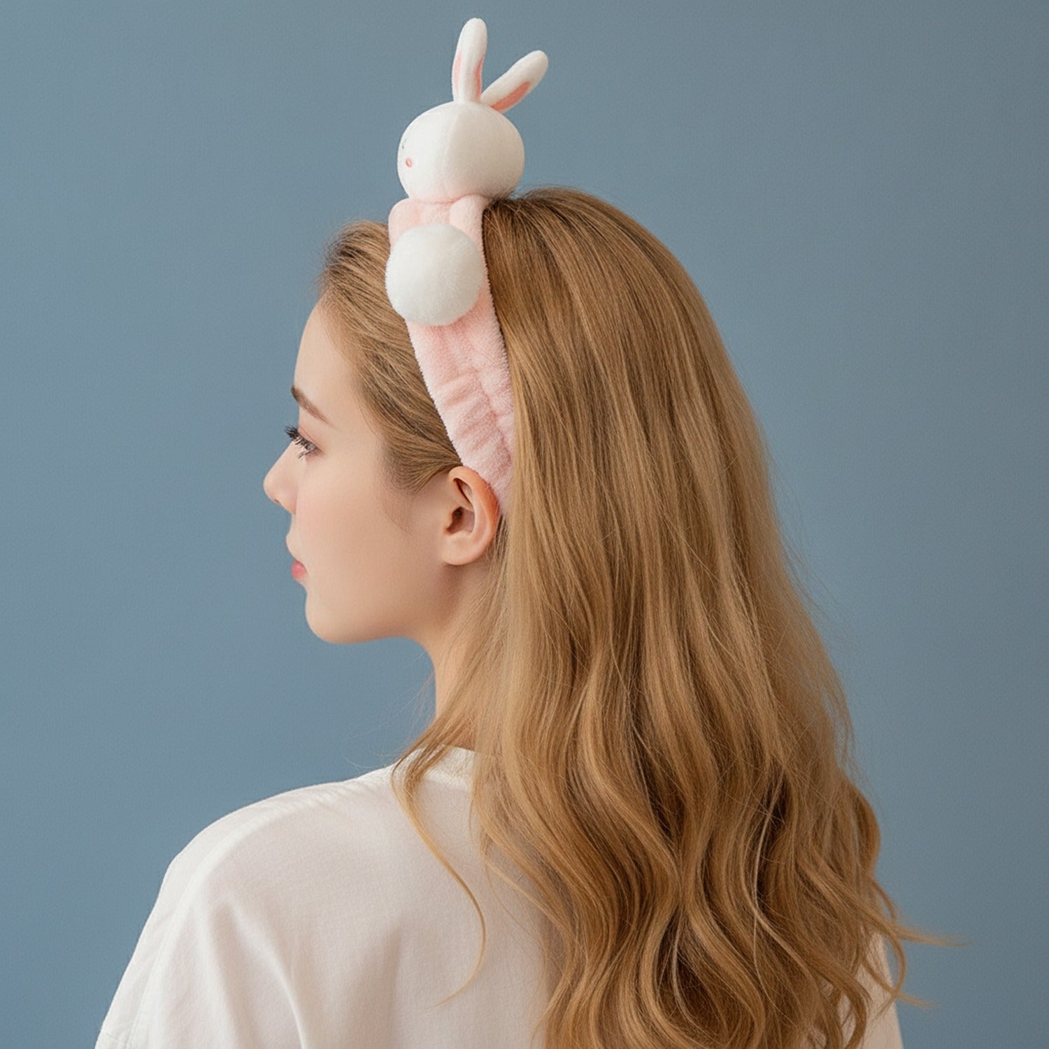 Bunny Ear Pink Plush Hairband With Charm