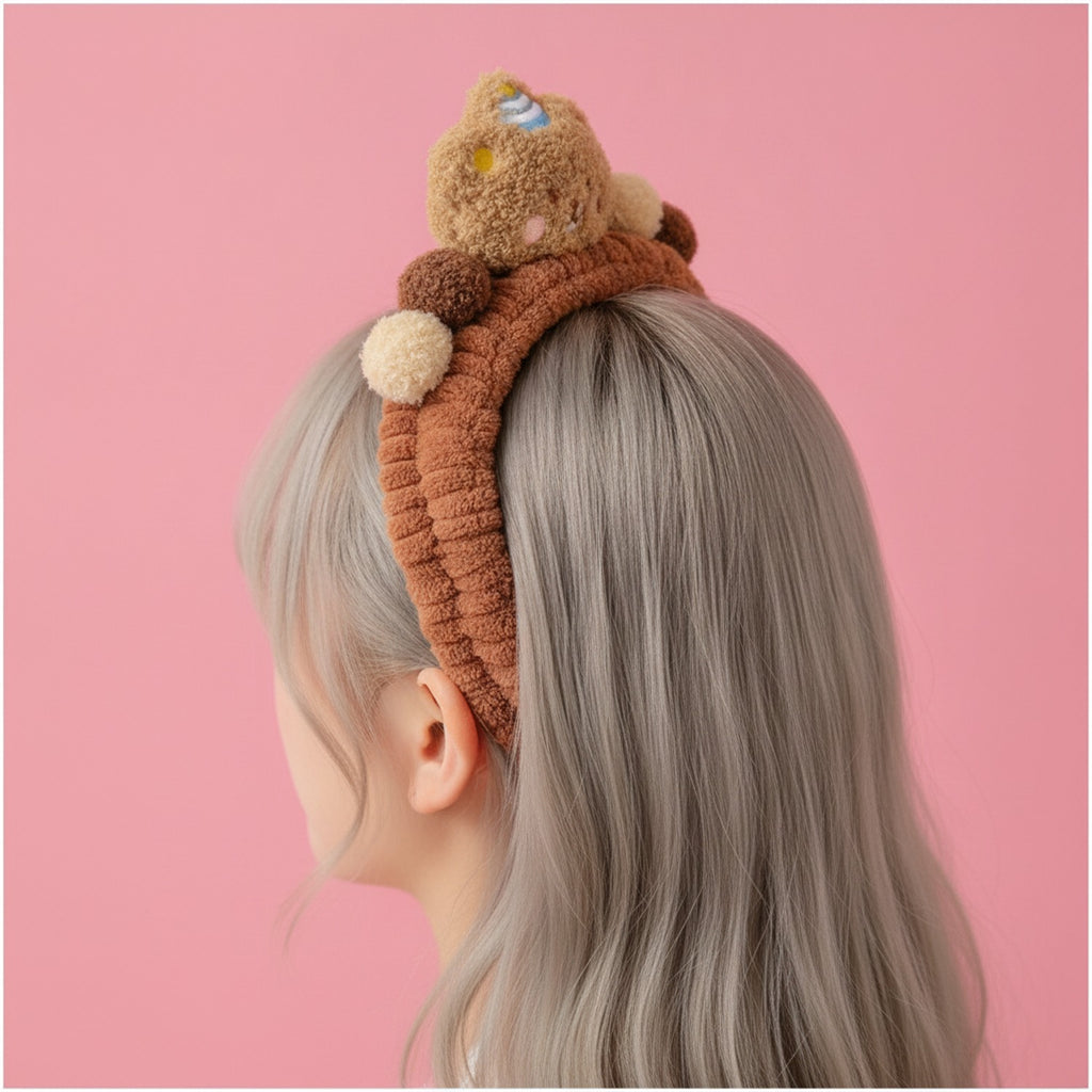 Teddy Bear Fuzzy Hairband With Charm – hair accessories (view 3)