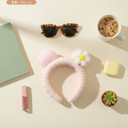 Fuzzy Pink Daisy Flower Hair Scrunchie – hair accessories (view 3)