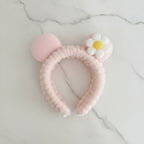 Fuzzy Pink Daisy Flower Hair Scrunchie – hair accessories (view 2)