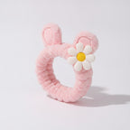 Fuzzy Pink Daisy Flower Hair Scrunchie – hair accessories (view 1)