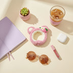 Pink Plush Bear Hairband With Flower Charm – hair accessories (view 3)