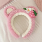 Pink Plush Bear Hairband With Flower Charm – hair accessories (view 2)