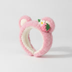 Pink Plush Bear Hairband With Flower Charm – hair accessories (view 1)
