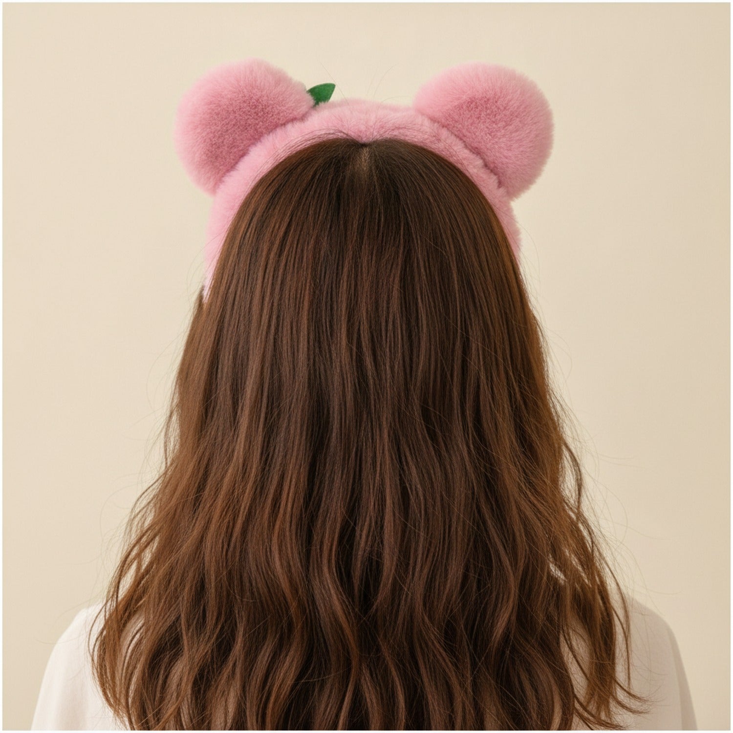 Pink Plush Bear Hairband With Flower Charm
