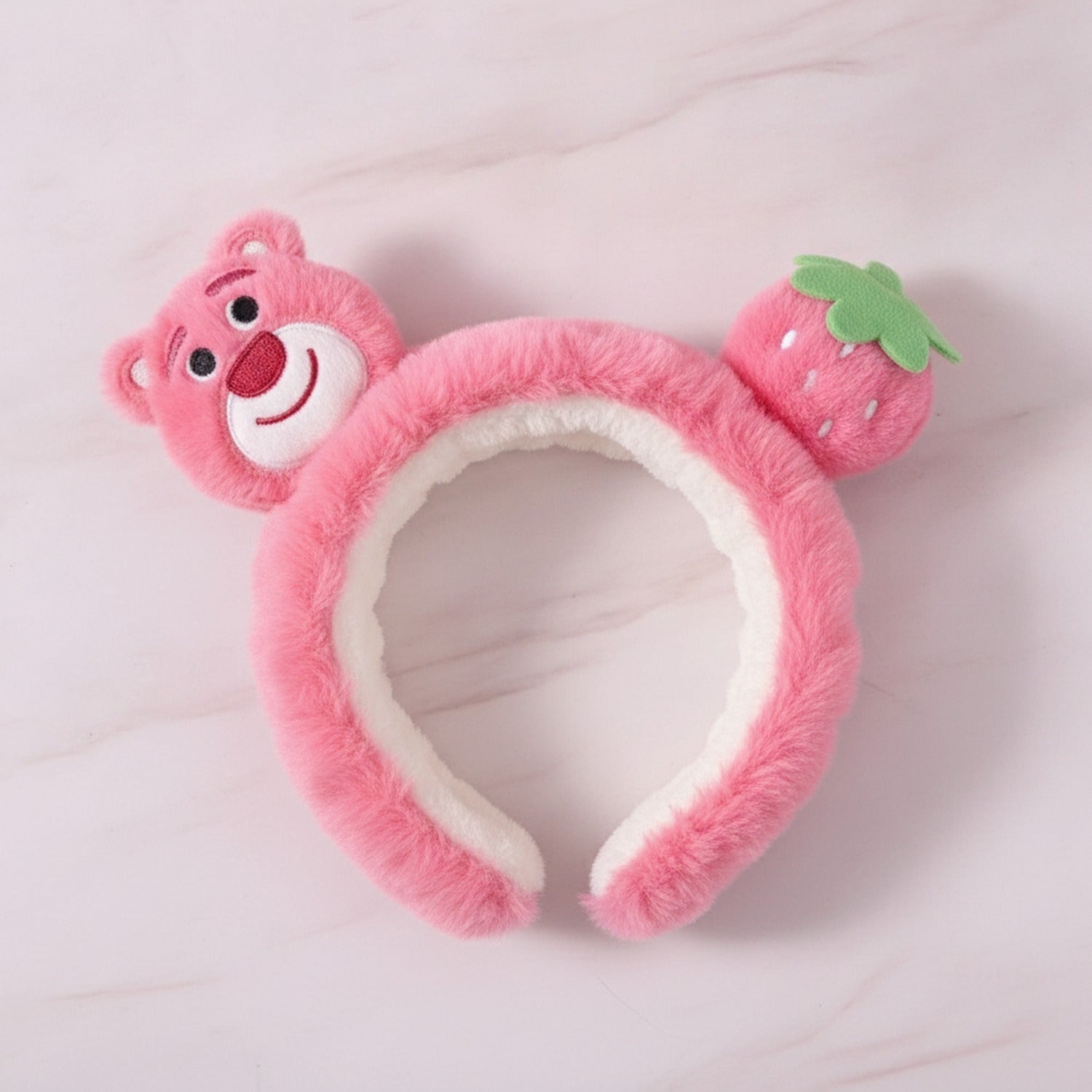Pink Fuzzy Bear Flower Hairband