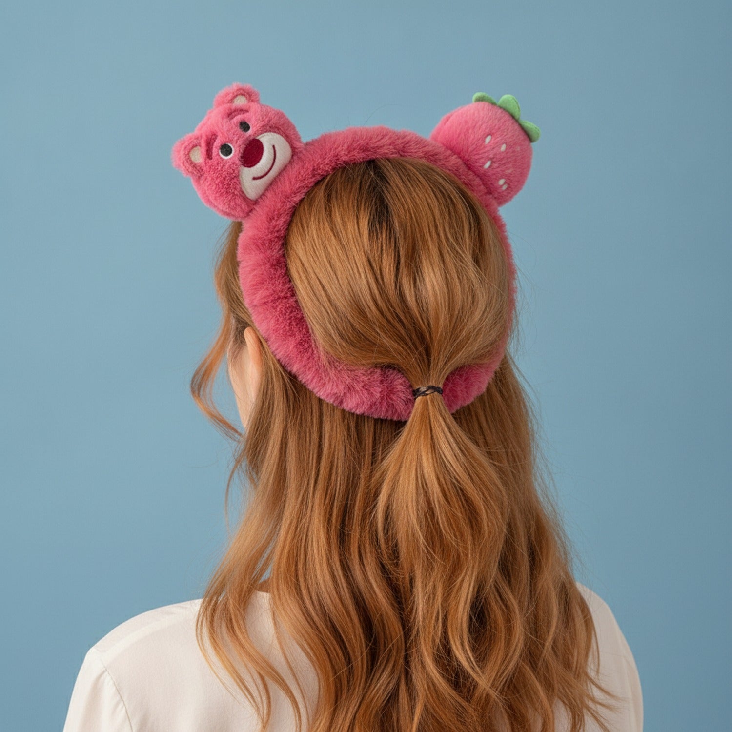 Pink Fuzzy Bear Flower Hairband