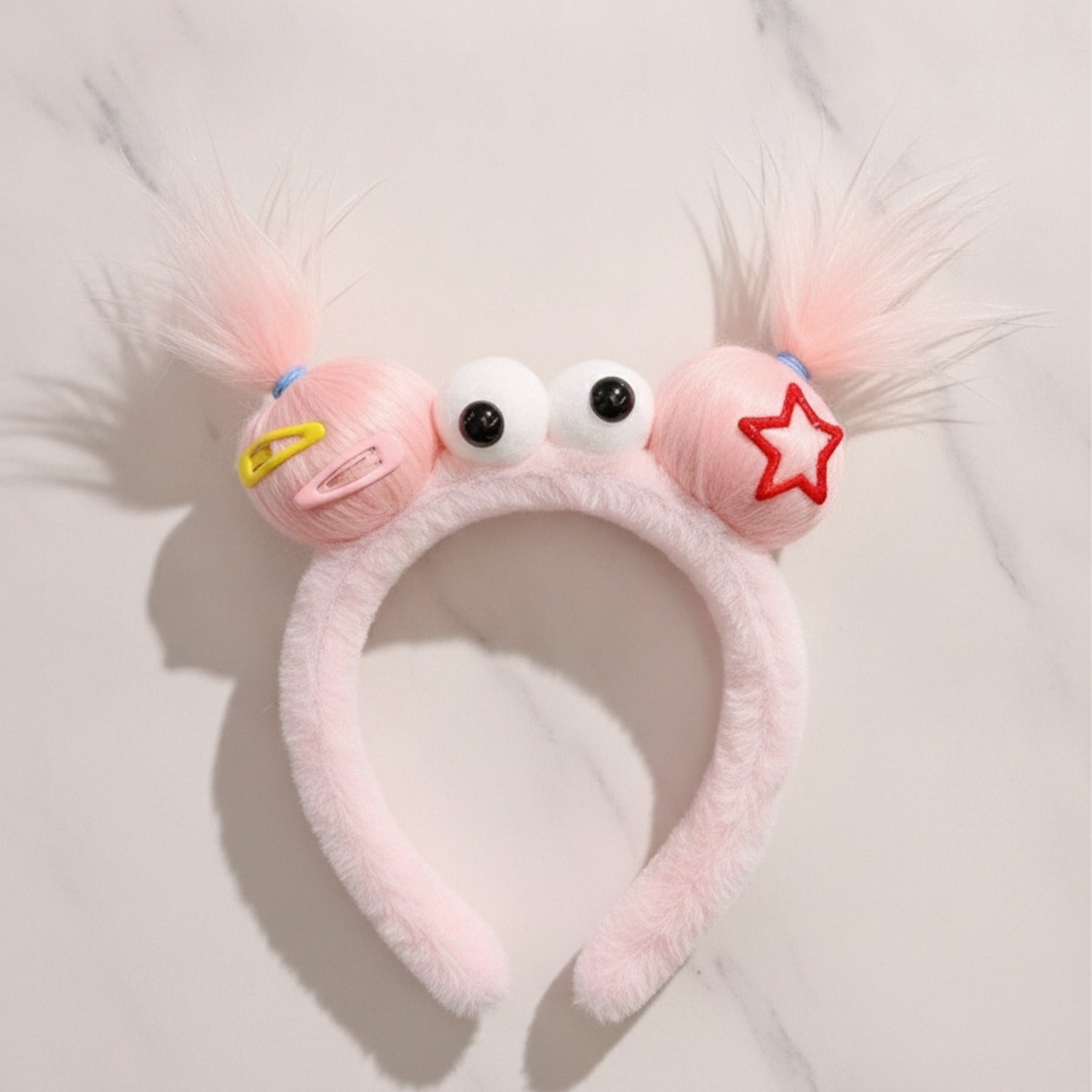 Fuzzy Hairband With Star And Hair Clips - Pink – hair accessories (view 2)