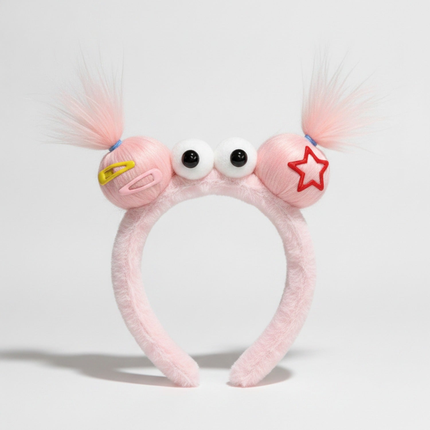 Fuzzy Hairband With Star And Hair Clips - Pink – hair accessories (view 1)