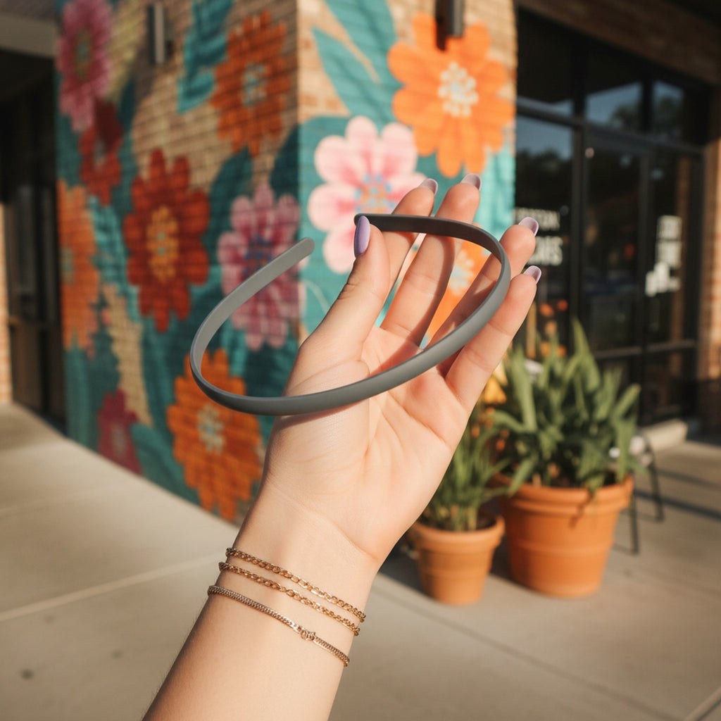 Tan Padded Headband Hair Accessory - Morandi Gray Hair Hoop #B117-B – hair accessories (view 3)