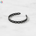 Braided Padded Headband with Cutout Details - Matte Chain Headband Black – hair accessories (view 2)