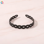 Braided Padded Headband with Cutout Details - Matte Chain Headband Black