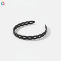 Braided Padded Headband with Cutout Details - Matte Chain Headband Black