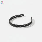 Braided Padded Headband with Cutout Details - Matte Chain Headband Black