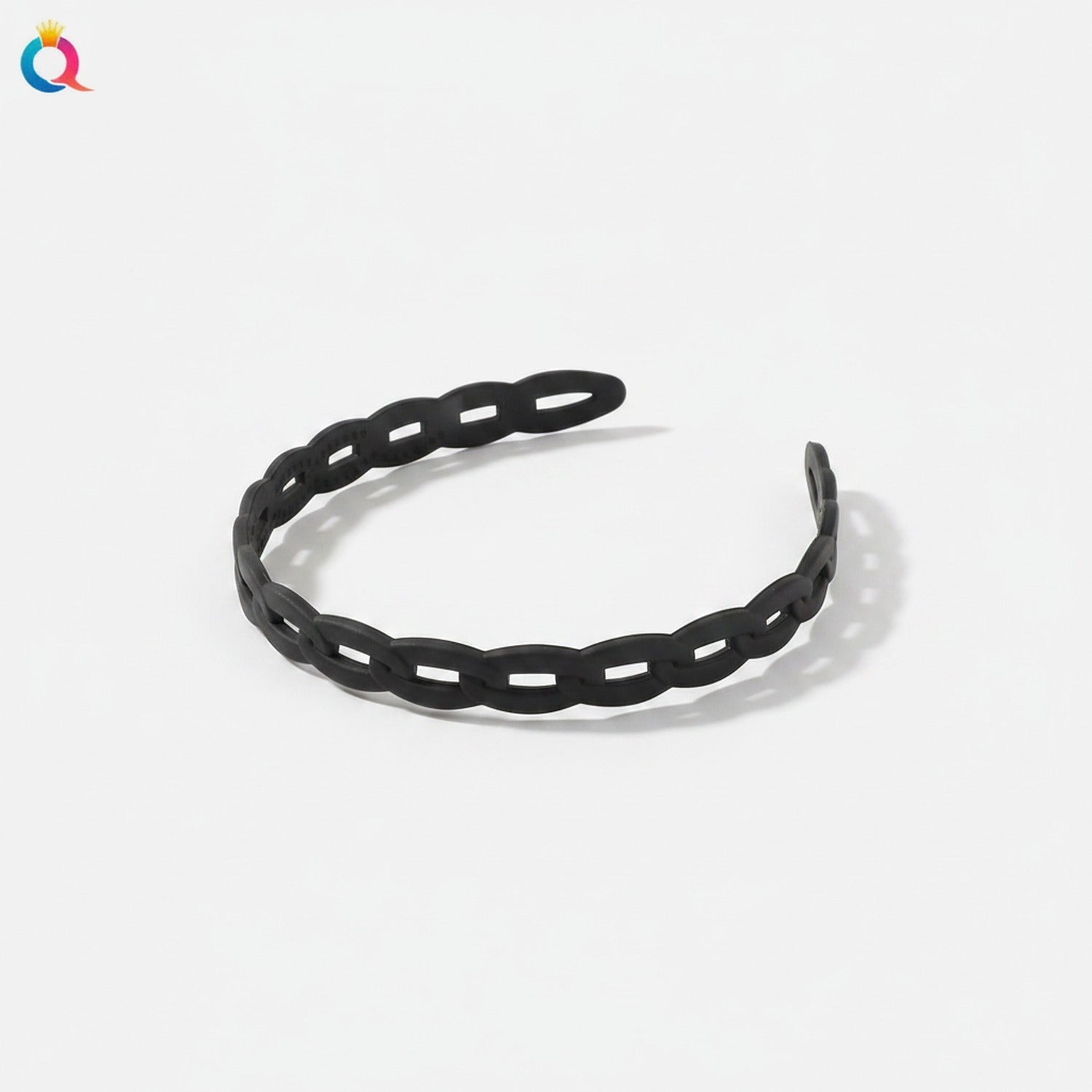 Braided Padded Headband with Cutout Details - Matte Chain Headband Black