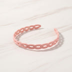 Braided Padded Headband with Cutout Details - Matte Chain Hair Hoop Korean Pink