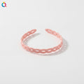 Braided Padded Headband with Cutout Details - Matte Chain Hair Hoop Korean Pink
