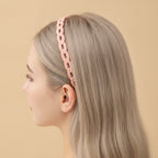 Braided Padded Headband with Cutout Details - Matte Chain Hair Hoop Korean Pink