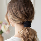 Black Minimalist Hair Band with Red Ribbon Detail