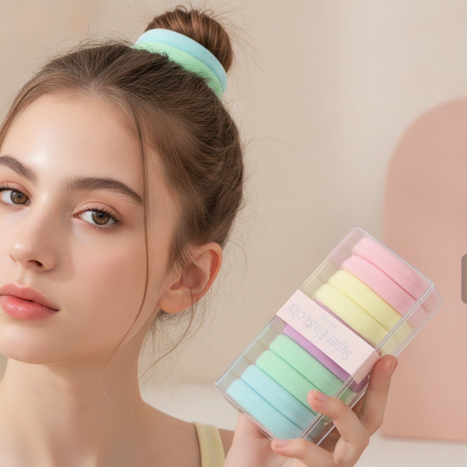 Pastel Fabric Hair Scrunchies Set - 12 Pack – hair accessories (view 3)