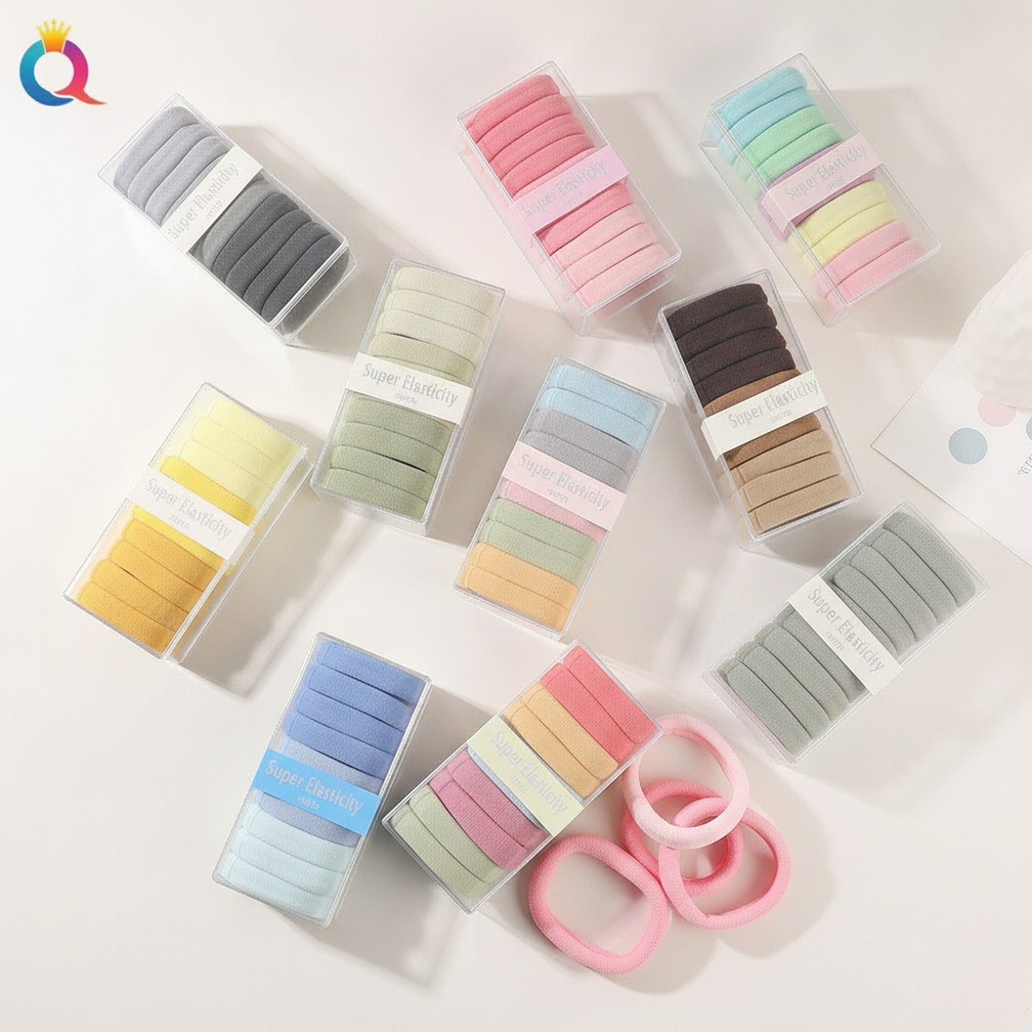 Pastel Fabric Hair Scrunchies Set - 12 Pack