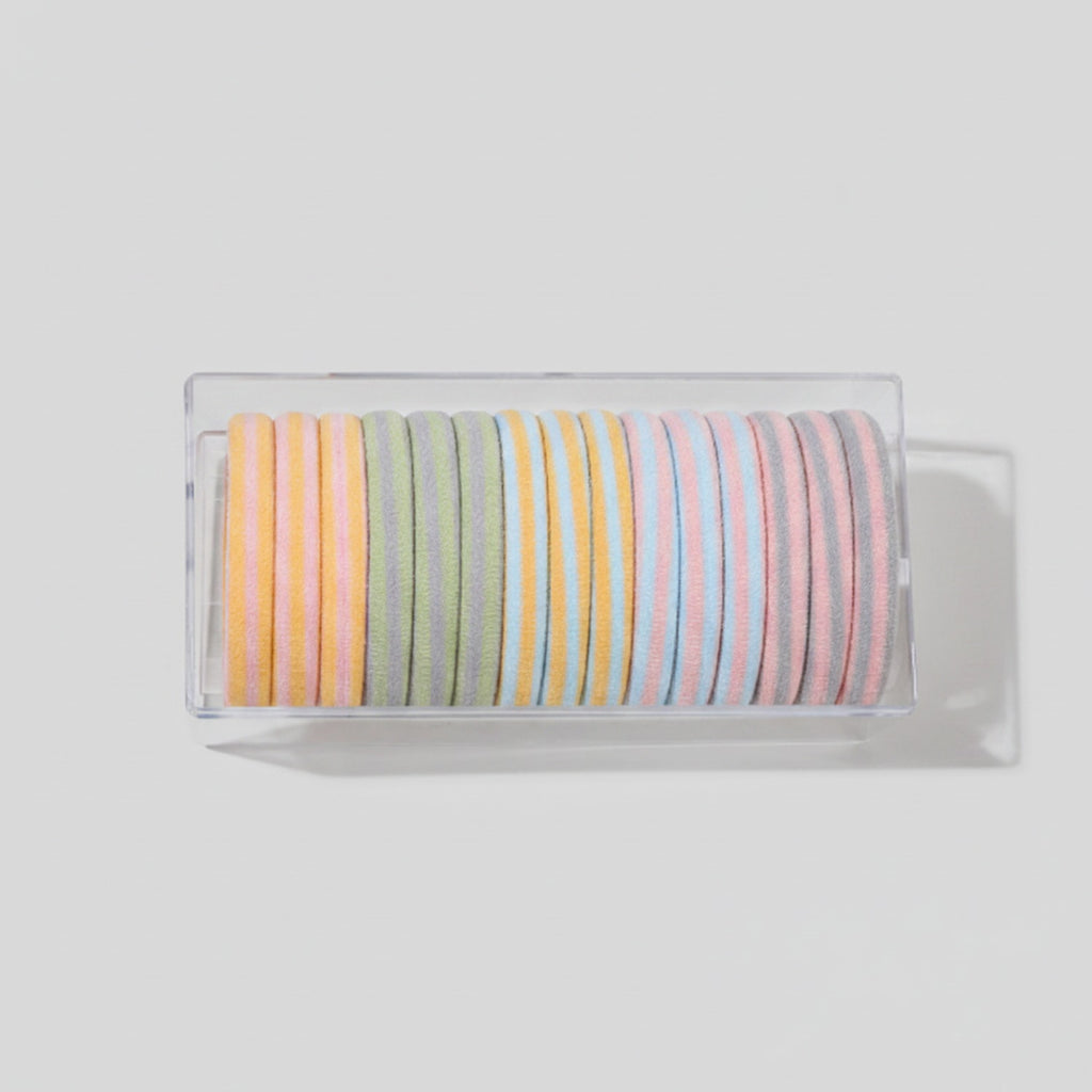 Pastel Striped Hair Ties Set Multi-Color