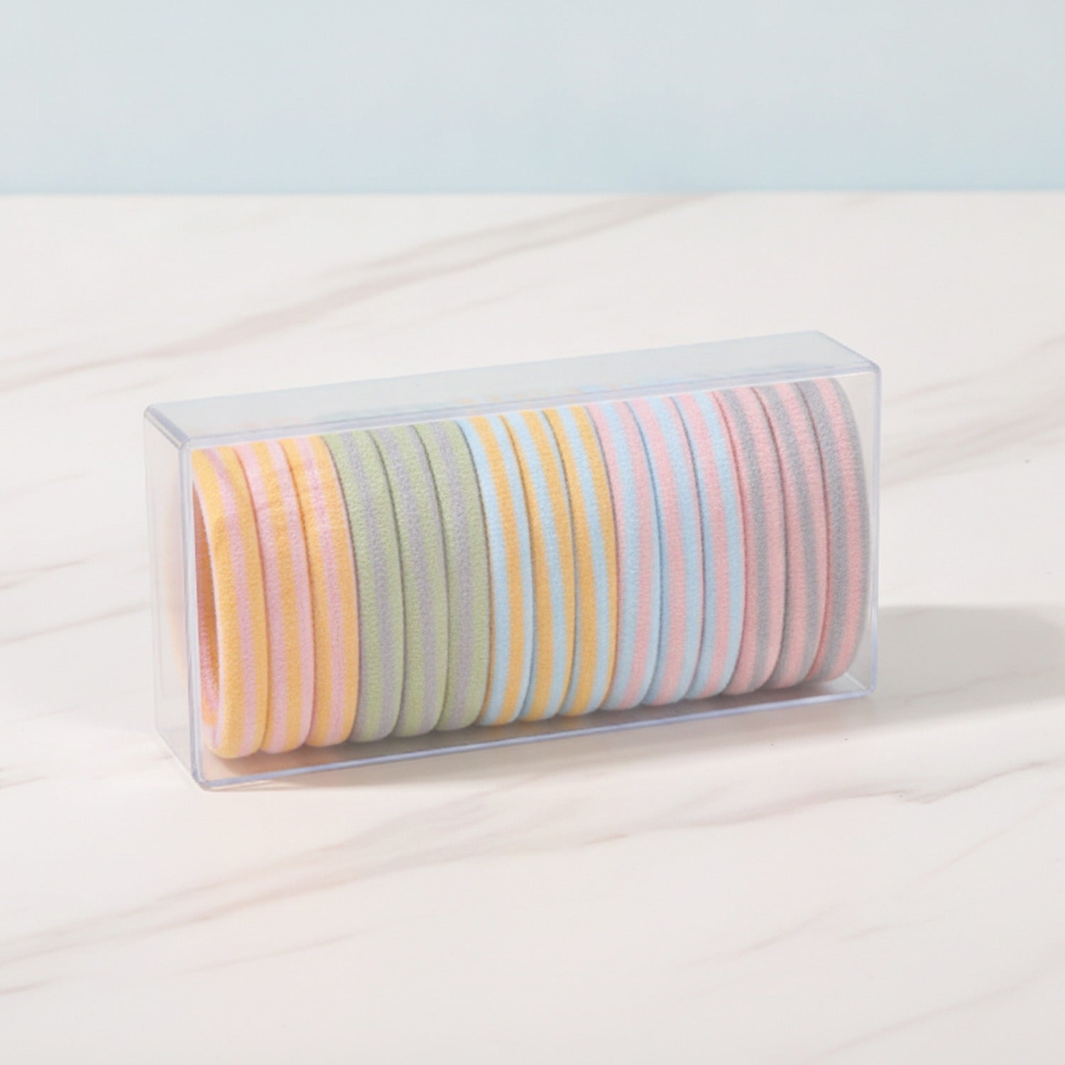 Pastel Striped Hair Ties Set Multi-Color