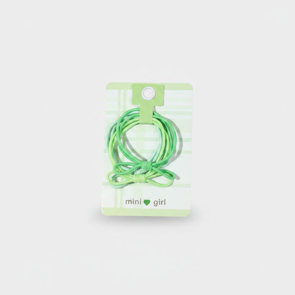 Green Bow Hair Tie Set Mini Girl