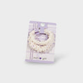 Cream Ruched Hair Scrunchie With Purple Clip