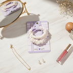 Cream Ruched Hair Scrunchie With Purple Clip – hair accessories (view 2)