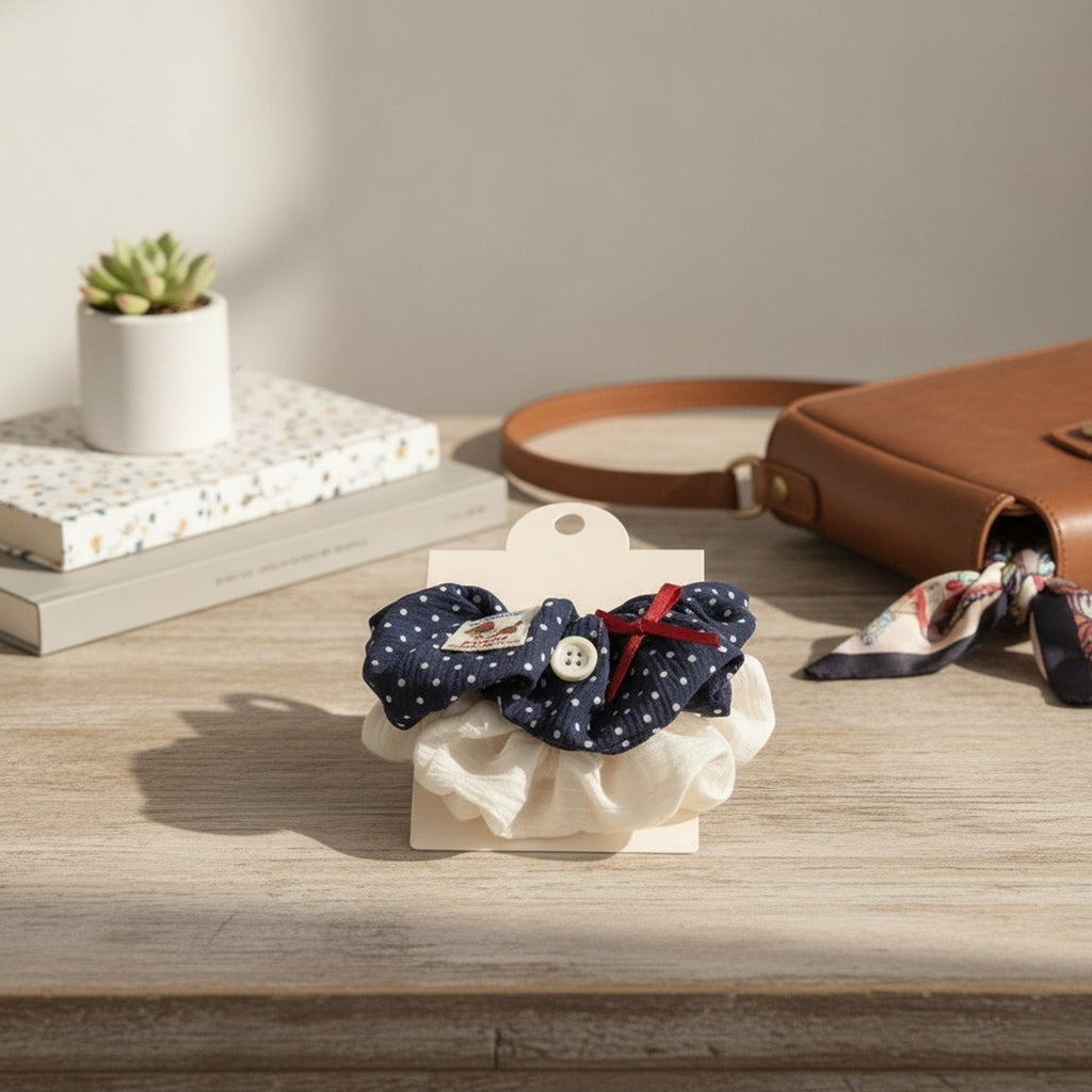 Adorable Polka Dot Puppy Scrunchie Set – hair accessories (view 2)