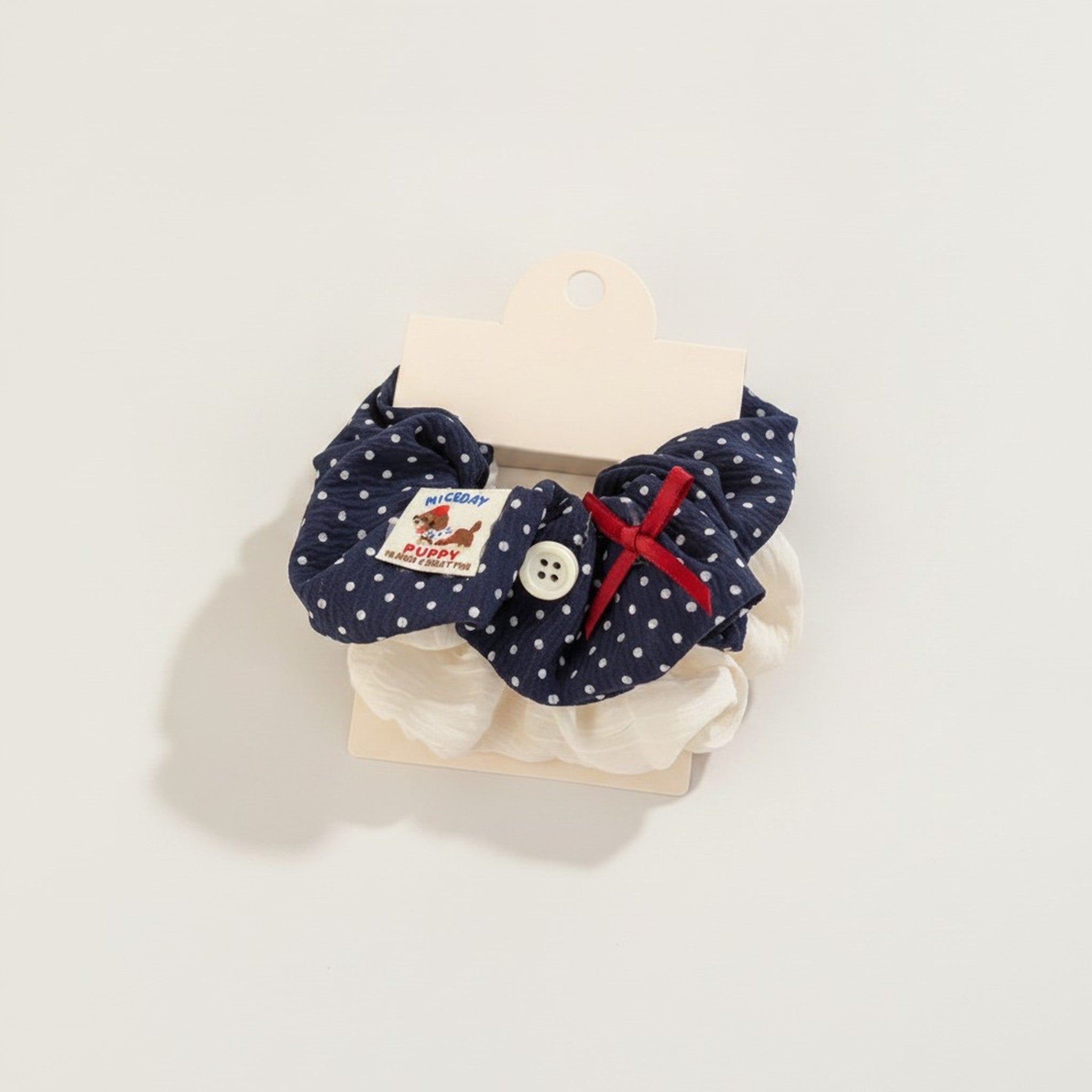 Adorable Polka Dot Puppy Scrunchie Set – hair accessories (view 1)