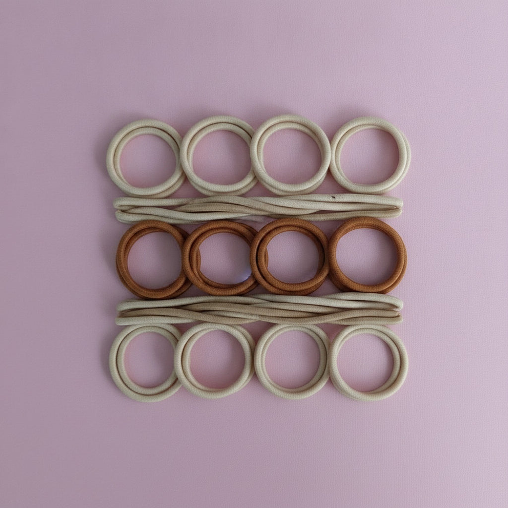 Neutral Flower Hair Tie Set – hair accessories (view 2)